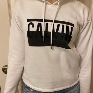 White Calvin Klein Cropped Sweatshirt
